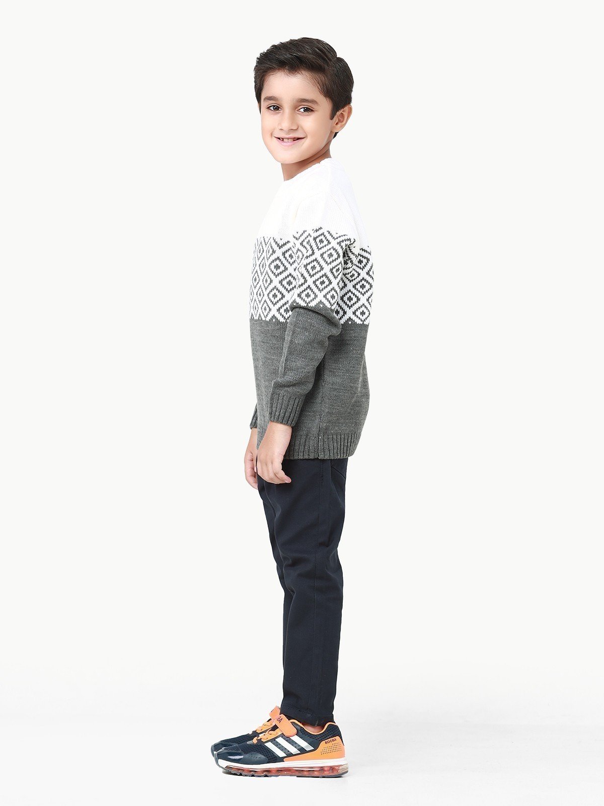 Edenrobe - Boy's Grey & Off White Sweater - EBTSWT22-004