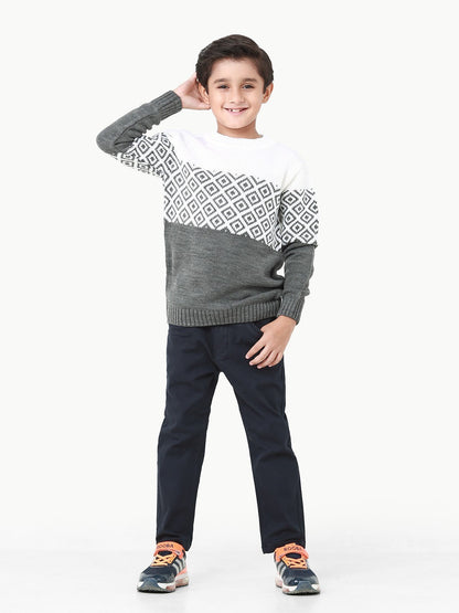 Edenrobe - Boy's Grey & Off White Sweater - EBTSWT22-004
