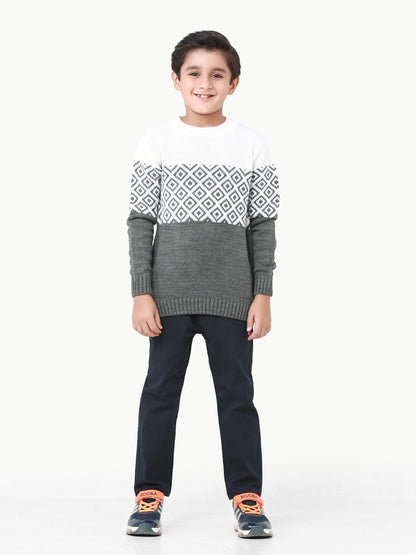 Edenrobe - Boy's Grey & Off White Sweater - EBTSWT22-004