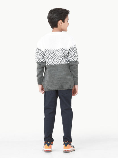 Edenrobe - Boy's Grey & Off White Sweater - EBTSWT22-004