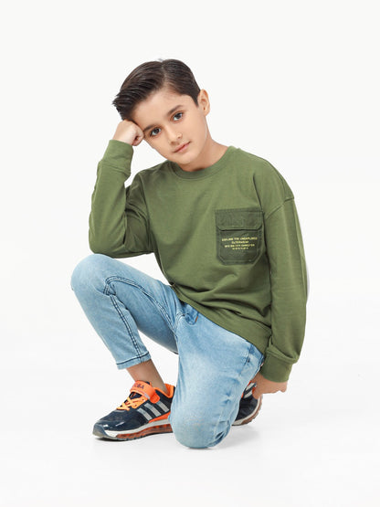 Edenrobe - Boy's Olive Green Sweatshirt - EBTSS22-009