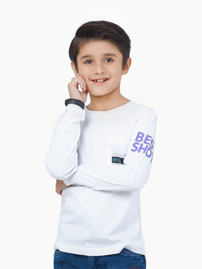 Edenrobe - Boy's White Full Sleeve T-Shirt - EBTGF22-008