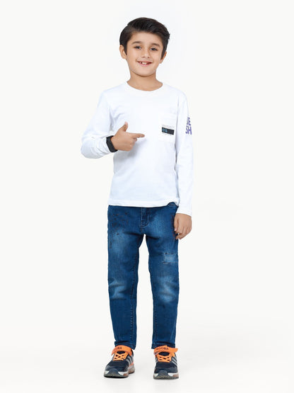 Edenrobe - Boy's White Full Sleeve T-Shirt - EBTGF22-008