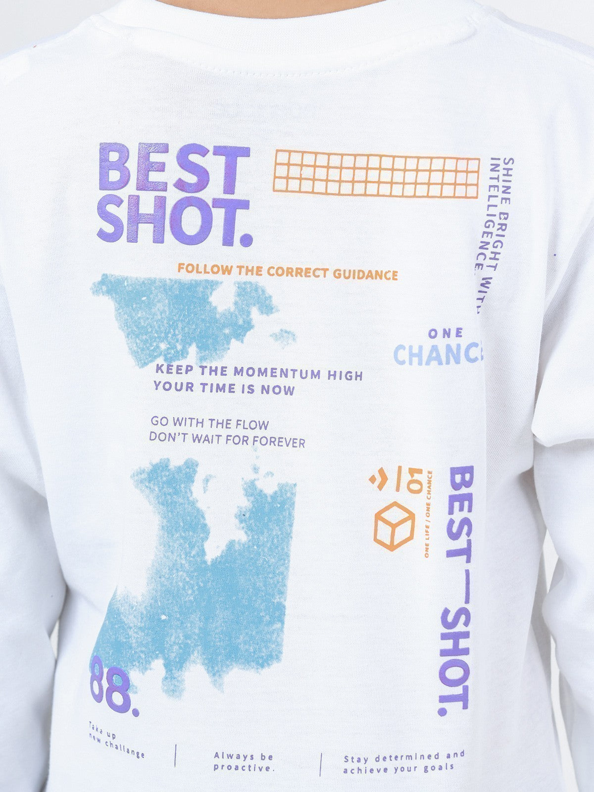 Edenrobe - Boy's White Full Sleeve T-Shirt - EBTGF22-008