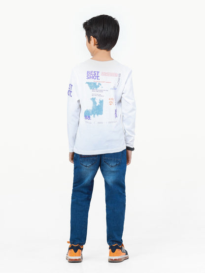 Edenrobe - Boy's White Full Sleeve T-Shirt - EBTGF22-008