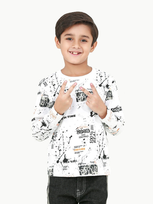 Edenrobe - Boy's White Full Sleeve T-Shirt - EBTGF22-009