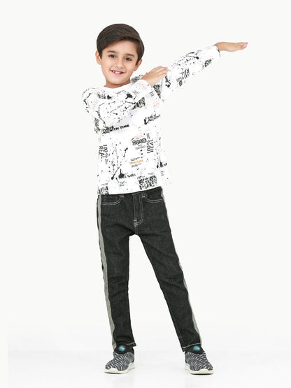 Edenrobe - Boy's White Full Sleeve T-Shirt - EBTGF22-009