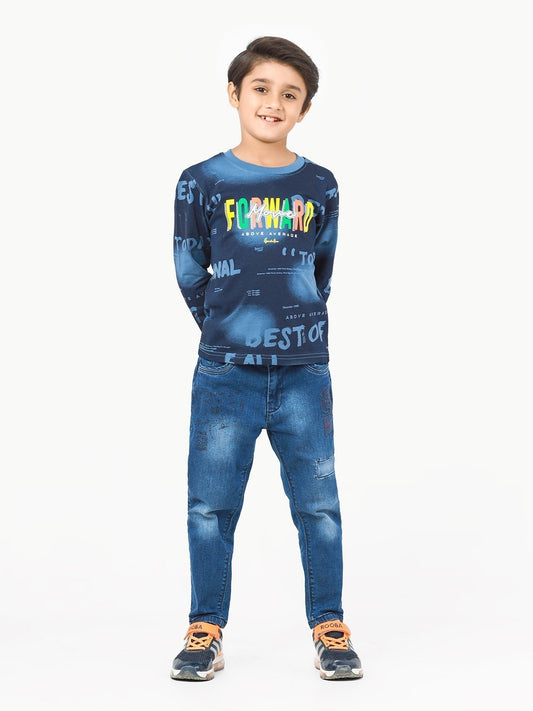 Edenrobe - Boy's Blue Full Sleeve T-Shirt - EBTGF22-010