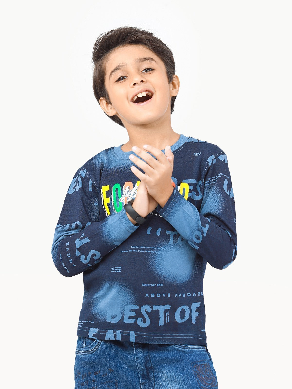 Edenrobe - Boy's Blue Full Sleeve T-Shirt - EBTGF22-010