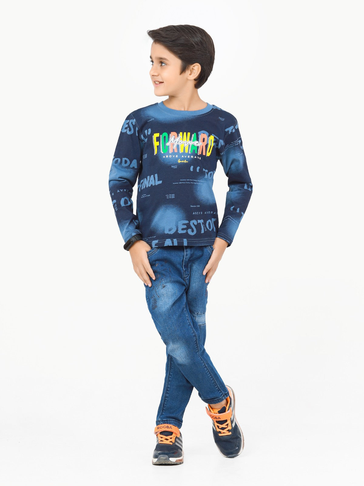 Edenrobe - Boy's Blue Full Sleeve T-Shirt - EBTGF22-010