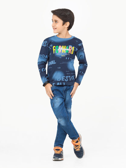 Edenrobe - Boy's Blue Full Sleeve T-Shirt - EBTGF22-010