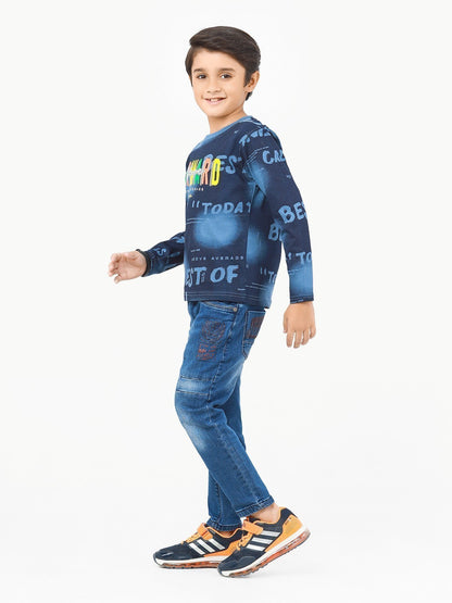 Edenrobe - Boy's Blue Full Sleeve T-Shirt - EBTGF22-010