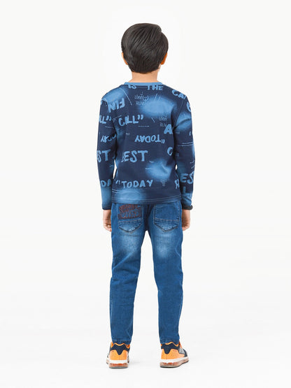 Edenrobe - Boy's Blue Full Sleeve T-Shirt - EBTGF22-010