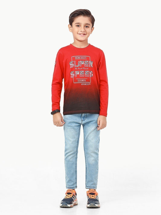Edenrobe - Boy's Red Full Sleeve T-Shirt - EBTGF22-011