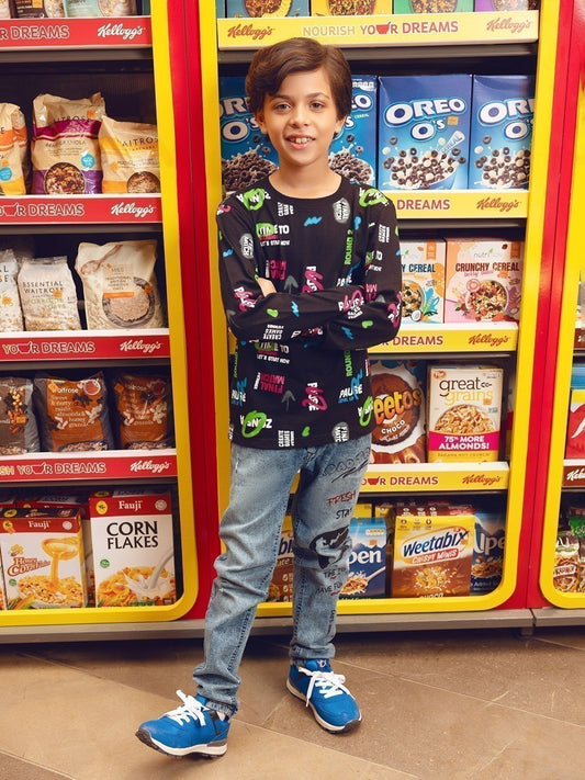 Edenrobe - Boy's Black Full Sleeve T-Shirt - EBTGF22-014