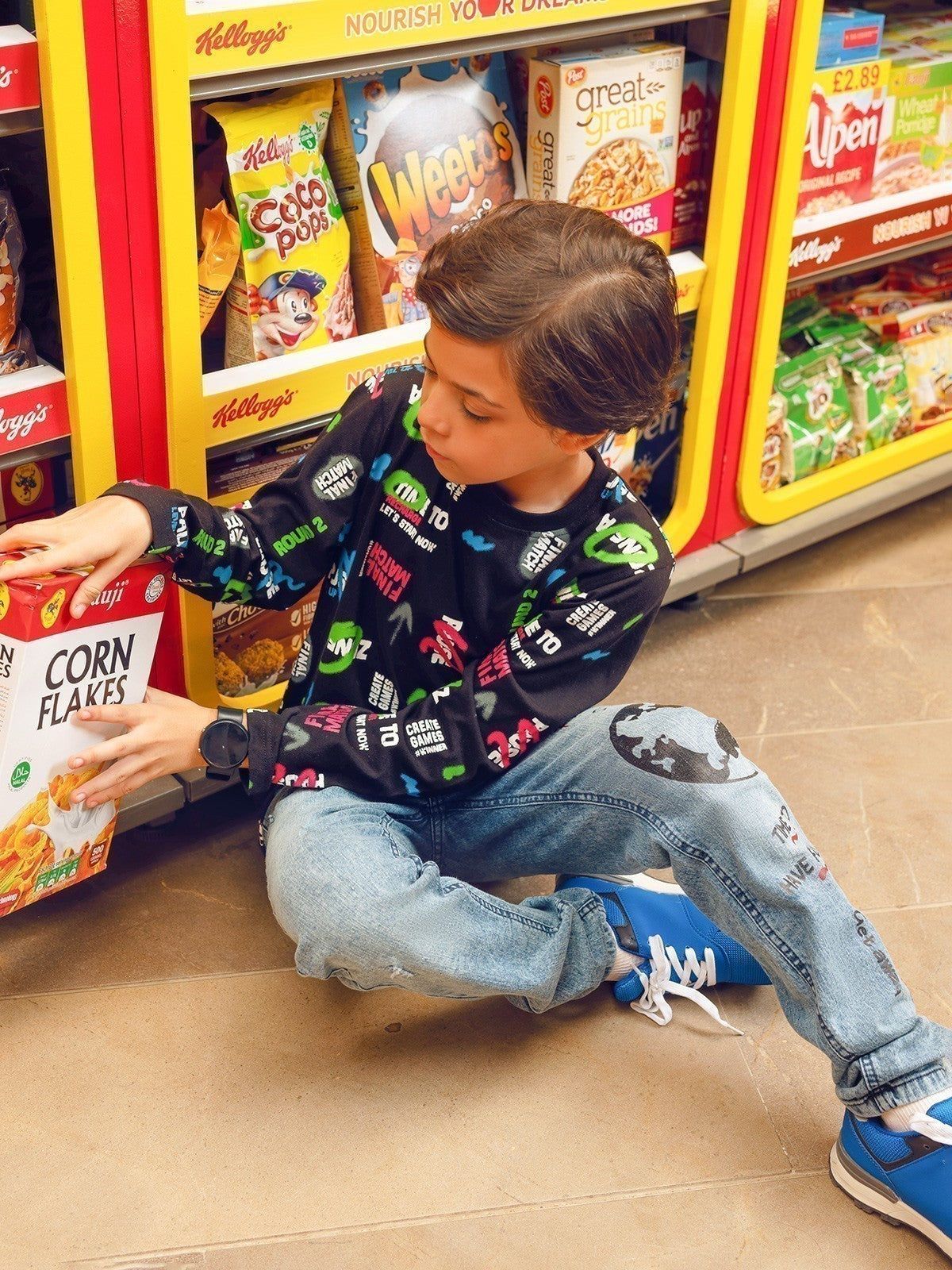 Edenrobe - Boy's Black Full Sleeve T-Shirt - EBTGF22-014