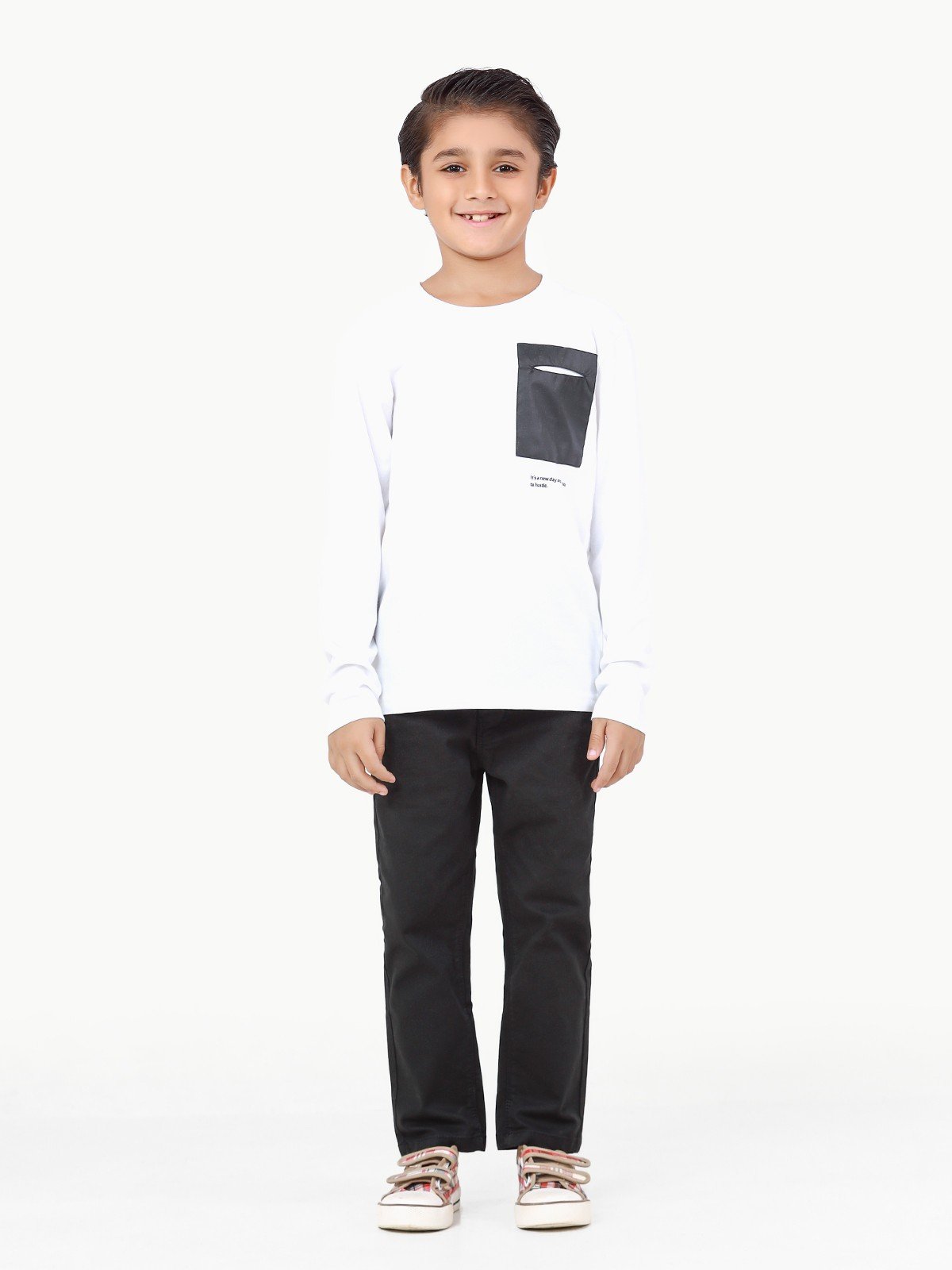 Edenrobe - Boy's White Full Sleeve T-Shirt - EBTGF22-015