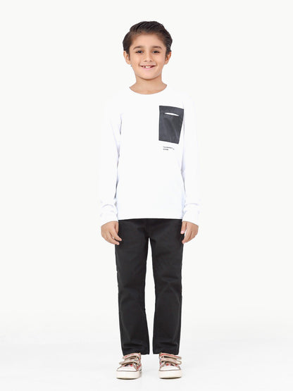 Edenrobe - Boy's White Full Sleeve T-Shirt - EBTGF22-015