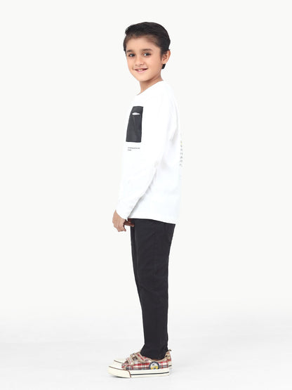 Edenrobe - Boy's White Full Sleeve T-Shirt - EBTGF22-015
