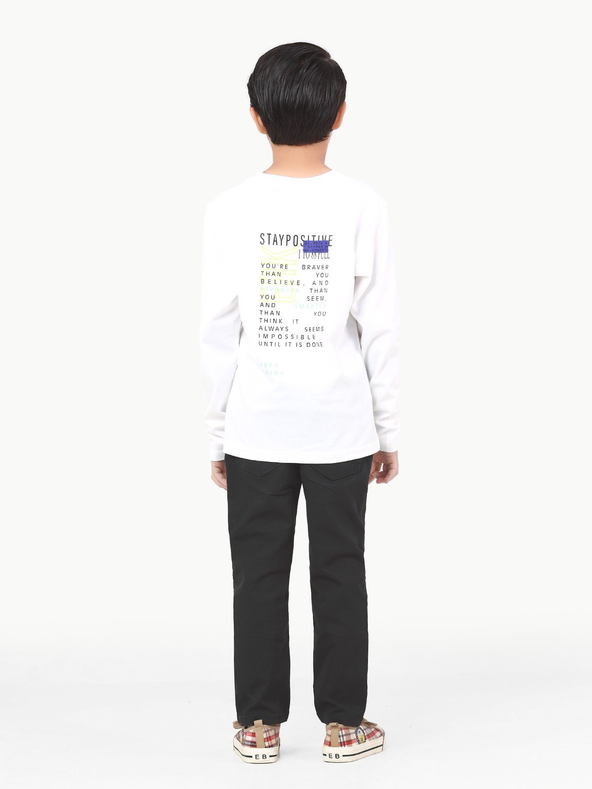 Edenrobe - Boy's White Full Sleeve T-Shirt - EBTGF22-015