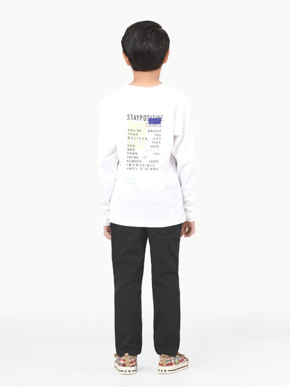 Edenrobe - Boy's White Full Sleeve T-Shirt - EBTGF22-015