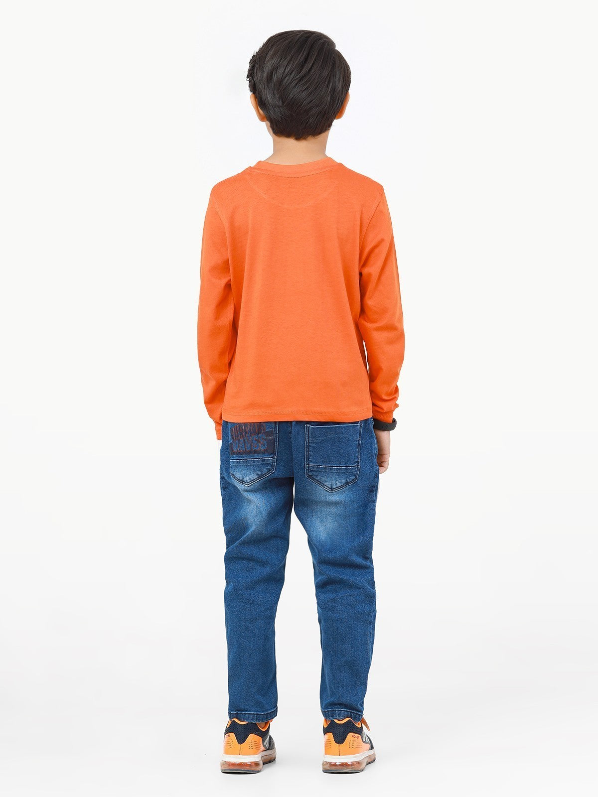 Edenrobe - Boy's Orange & Grey Full Sleeve T-Shirt - EBTGF22-017