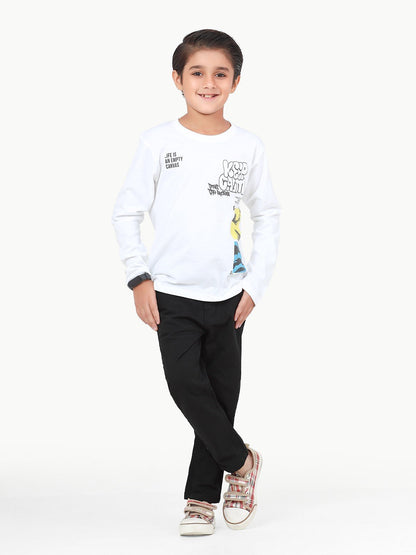 Edenrobe - Boy's White Full Sleeve T-Shirt - EBTGF22-019