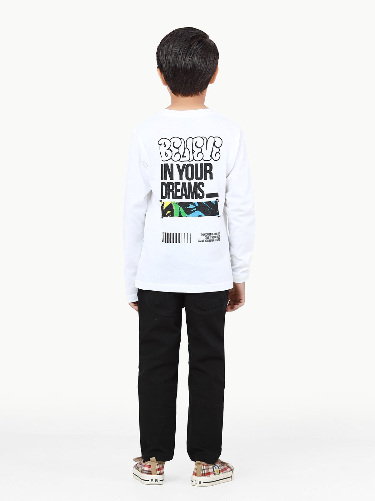 Edenrobe - Boy's White Full Sleeve T-Shirt - EBTGF22-019