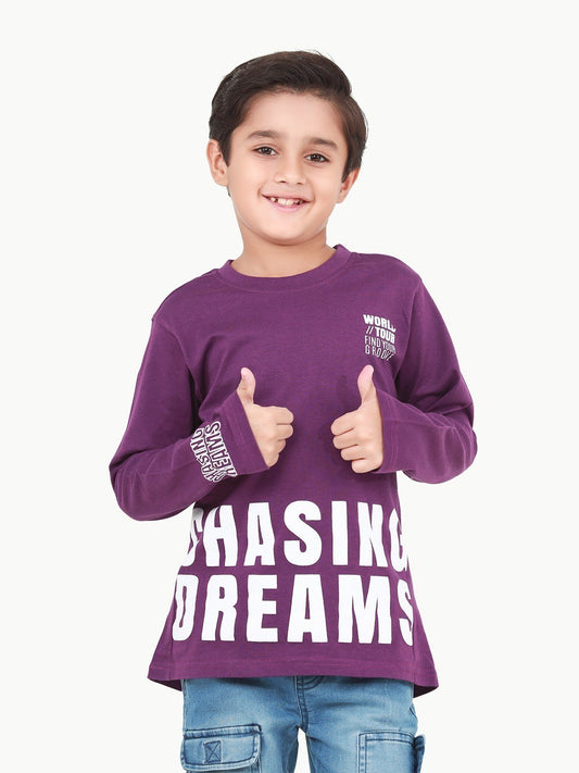 Edenrobe - Boy's Light Purple Full Sleeve T-Shirt - EBTGF22-021