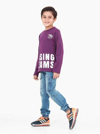 Edenrobe - Boy's Light Purple Full Sleeve T-Shirt - EBTGF22-021