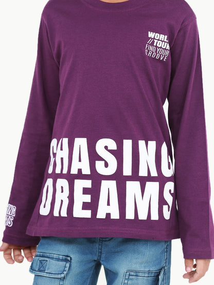Edenrobe - Boy's Light Purple Full Sleeve T-Shirt - EBTGF22-021