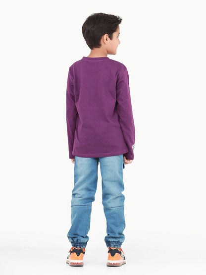Edenrobe - Boy's Light Purple Full Sleeve T-Shirt - EBTGF22-021