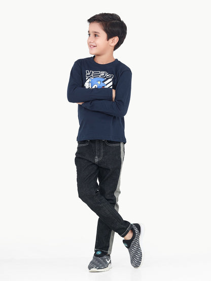 Edenrobe - Boy's Navy Full Sleeve T-Shirt - EBTGF22-022