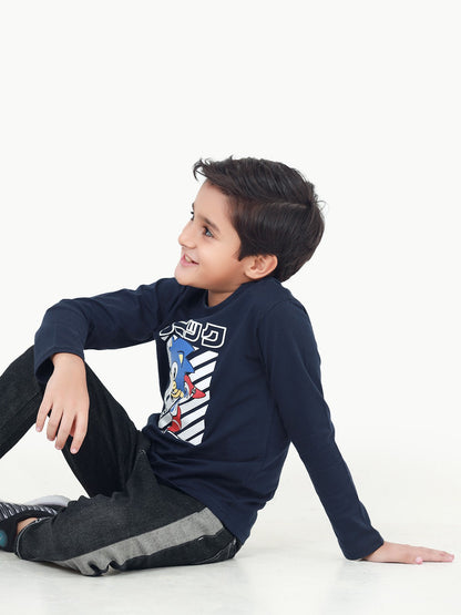 Edenrobe - Boy's Navy Full Sleeve T-Shirt - EBTGF22-022
