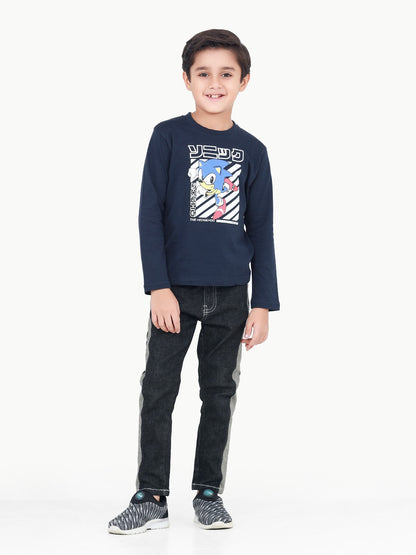 Edenrobe - Boy's Navy Full Sleeve T-Shirt - EBTGF22-022