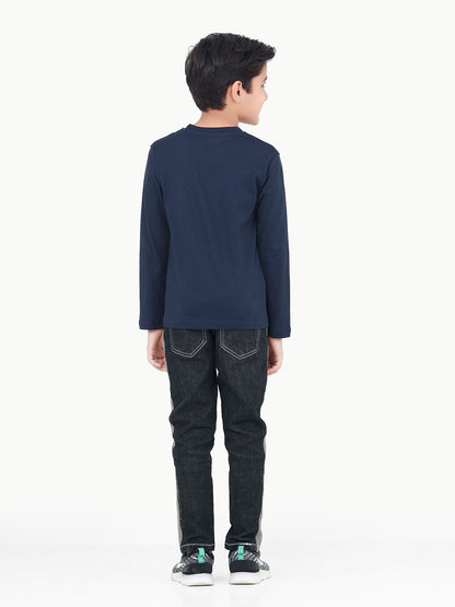 Edenrobe - Boy's Navy Full Sleeve T-Shirt - EBTGF22-022
