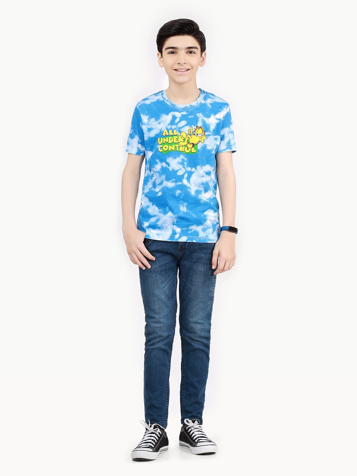 Edenrobe - Boy's White & Blue T-Shirt - EBTTS21-063