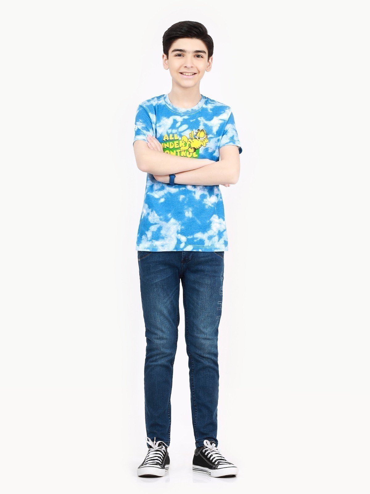 Edenrobe - Boy's White & Blue T-Shirt - EBTTS21-063