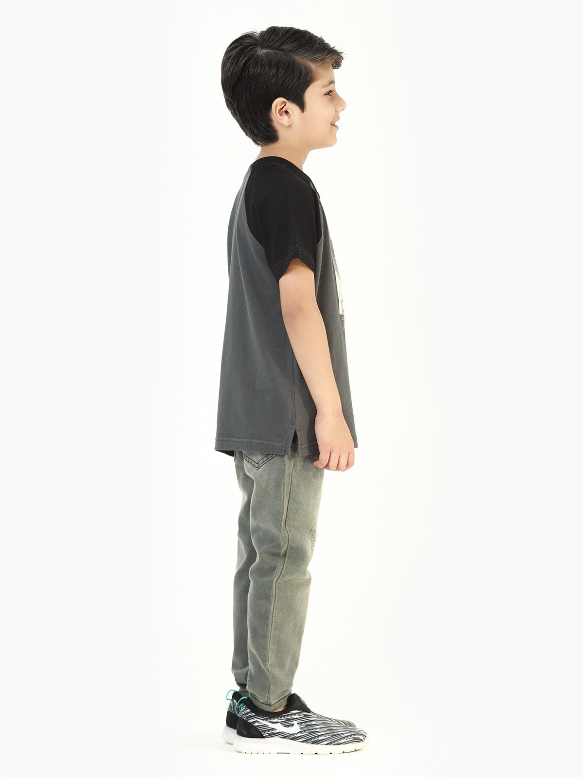 Edenrobe - Boy's Grey & Black T-Shirt - EBTTS22-030