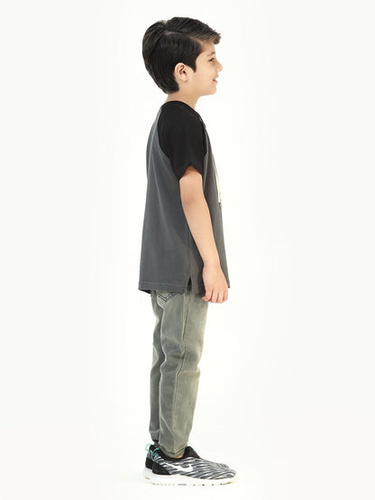 Edenrobe - Boy's Grey & Black T-Shirt - EBTTS22-030