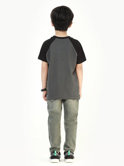 Edenrobe - Boy's Grey & Black T-Shirt - EBTTS22-030