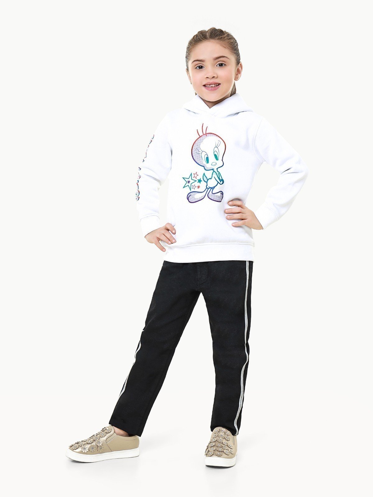 Edenrobe - Girl's White Hoodie - EGTH22-011