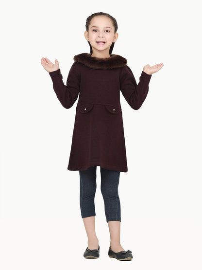 Edenrobe - Girl's Plum Sweater Frock - EGTSF22-003