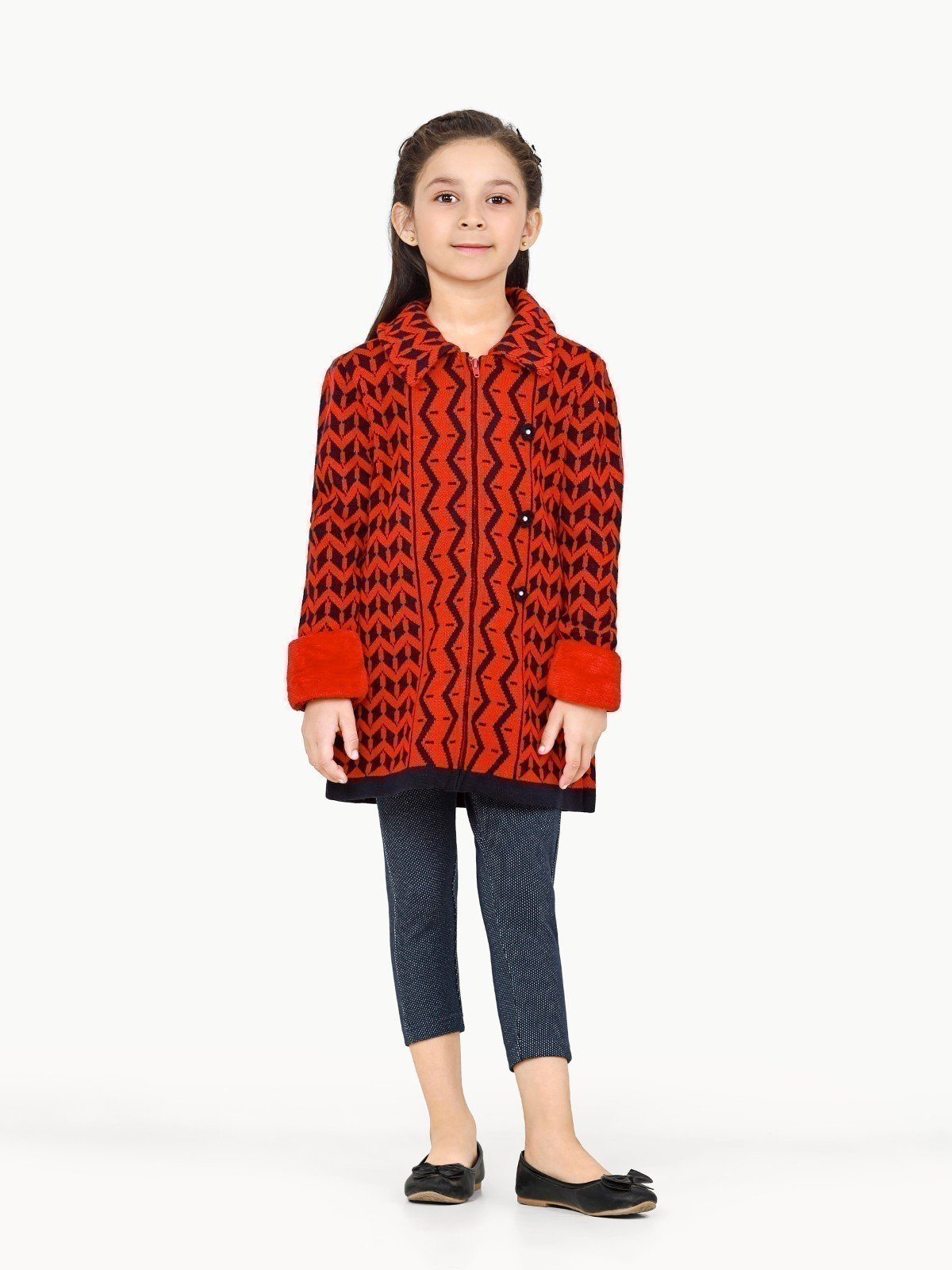 Edenrobe - Girl's Red Sweater Frock - EGTSF22-004
