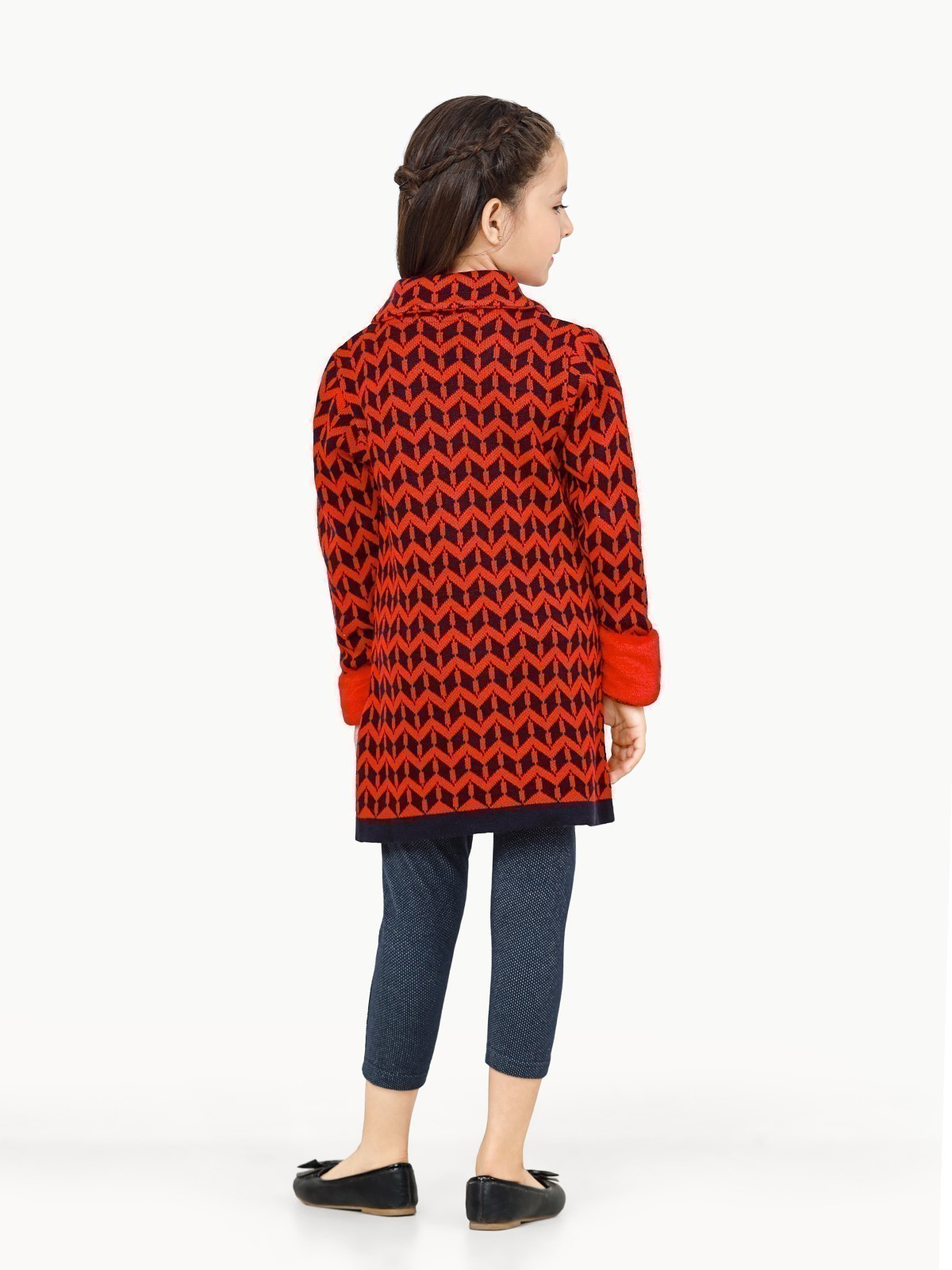 Edenrobe - Girl's Red Sweater Frock - EGTSF22-004