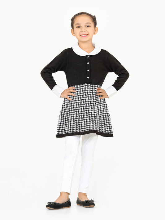 Edenrobe - Girl's Black Sweater Frock - EGTSF22-005