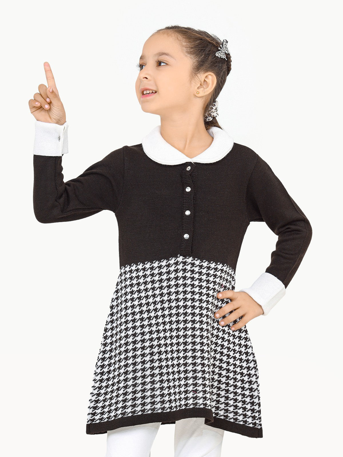 Edenrobe - Girl's Black Sweater Frock - EGTSF22-005