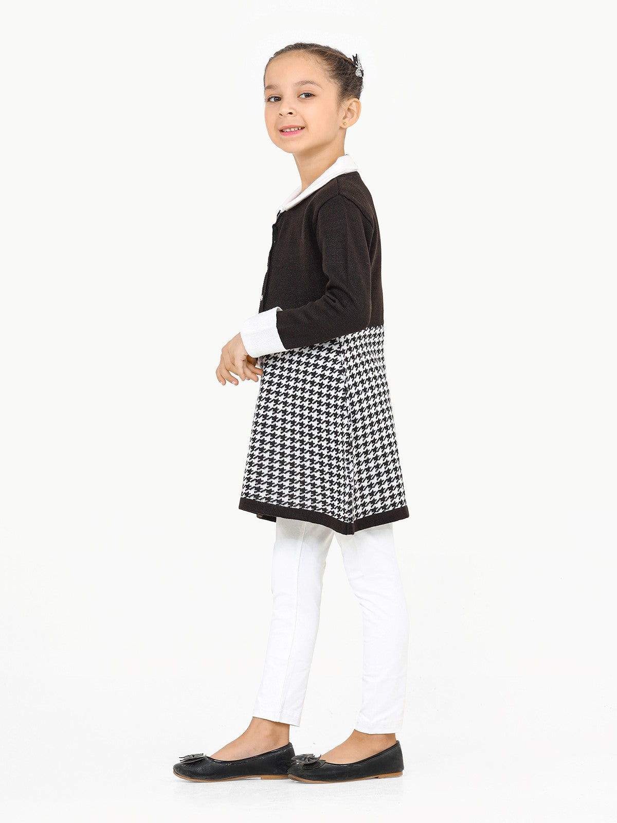 Edenrobe - Girl's Black Sweater Frock - EGTSF22-005