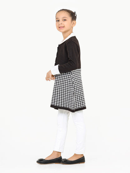 Edenrobe - Girl's Black Sweater Frock - EGTSF22-005