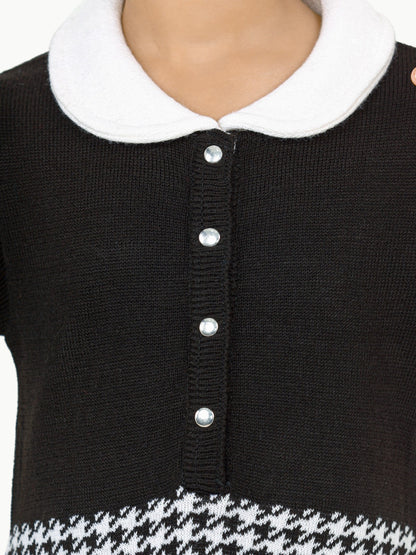 Edenrobe - Girl's Black Sweater Frock - EGTSF22-005